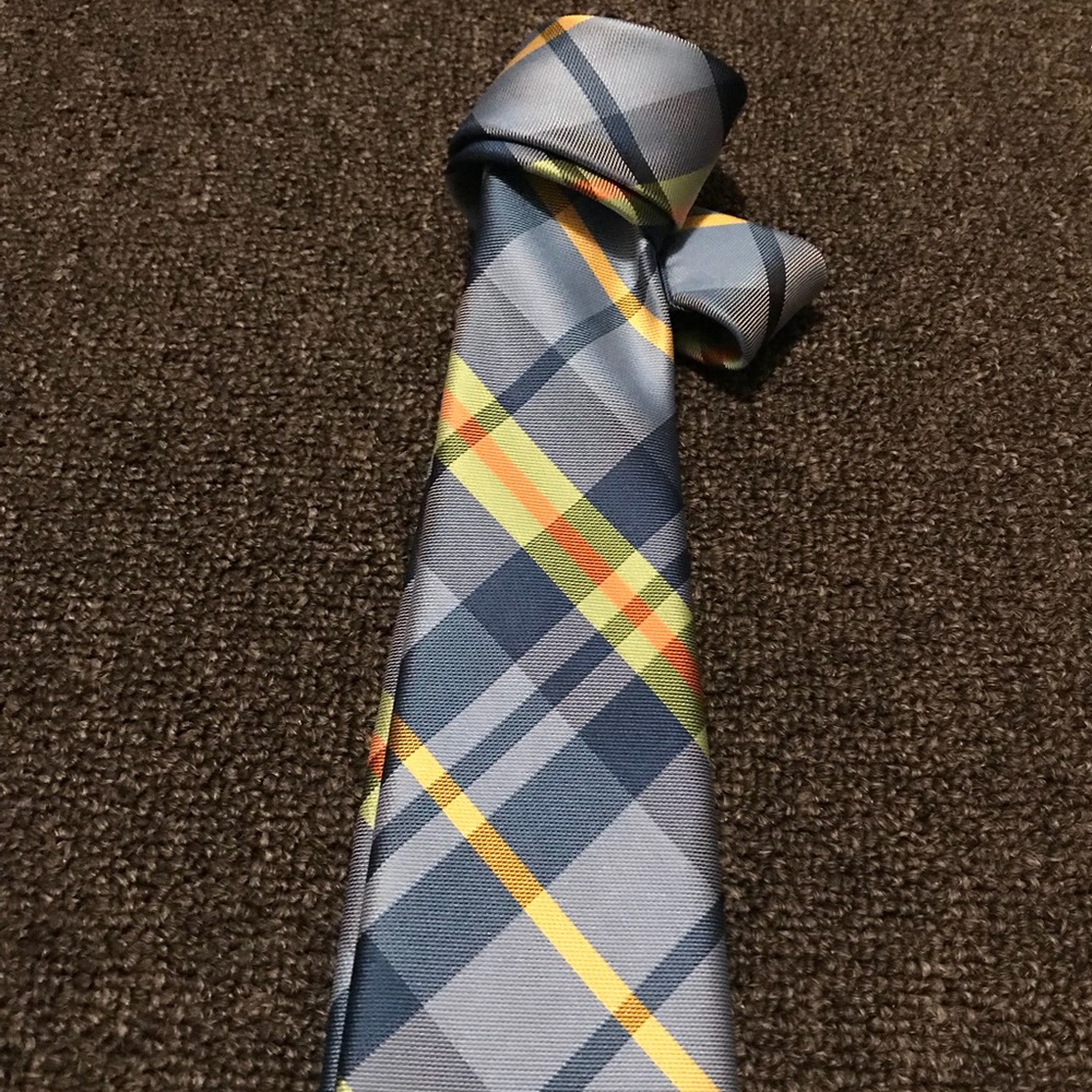 Festive Men’s Tie - The Tie Bar - light blue/plaid